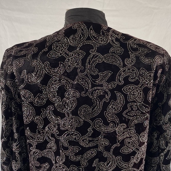 Vintage ‘Norton McNaughtin’ Black Velvet Irredentist Metallic Paisley Blazer - Picture 10 of 12